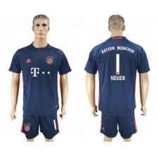 Bayern Munchen #1 Neuer Dark Blue Goalkeeper Soccer Club Jersey