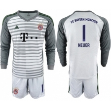 Bayern Munchen #1 Neuer Grey Goalkeeper Long Sleeves Soccer Club Jersey