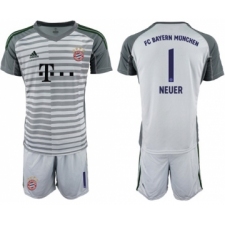 Bayern Munchen #1 Neuer Grey Goalkeeper Soccer Club Jersey