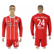 Bayern Munchen #24 Tolisso Home Long Sleeves Soccer Club Jersey