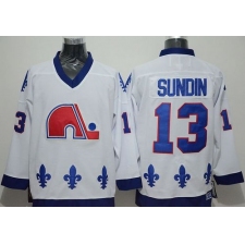 Nordiques #13 Mats Sundin White CCM Throwback Stitched NHL Jersey