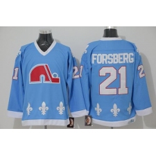 Nordiques #21 Peter Forsberg Light Blue CCM Throwback Stitched NHL Jersey