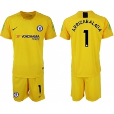 Chelsea #1 Arrizabalaga Yellow Goalkeeper Soccer Club Jersey