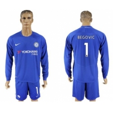 Chelsea #1 Begovic Home Long Sleeves Soccer Club Jersey