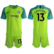 Chelsea #13 Caballero Shiny Green Goalkeeper Soccer Club Jersey
