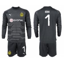 Dortmund #1 Burki Black Goalkeeper Long Sleeves Soccer Club Jersey