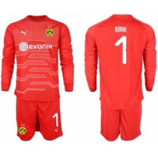 Dortmund #1 Burki Red Goalkeeper Long Sleeves Soccer Club Jersey