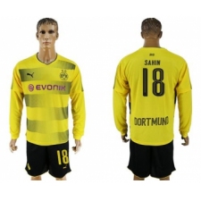 Dortmund #18 Sahin Home Long Sleeves Soccer Club Jersey