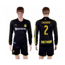 Dortmund #2 Zagadou Away Long Sleeves Soccer Club Jersey