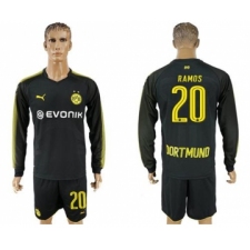 Dortmund #20 Ramos Away Long Sleeves Soccer Club Jersey