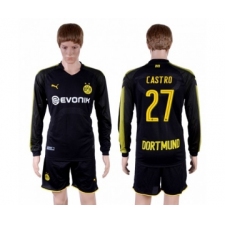 Dortmund #27 Castro Away Long Sleeves Soccer Club Jersey