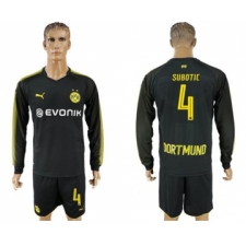Dortmund #4 Subotic Away Long Sleeves Soccer Club Jersey