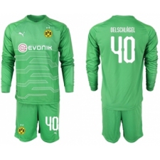 Dortmund #40 Oelschlagel Green Goalkeeper Long Sleeves Soccer Club Jersey