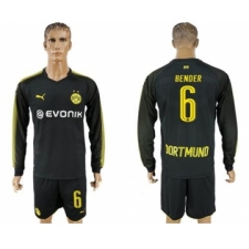 Dortmund #6 Bender Away Long Sleeves Soccer Club Jersey