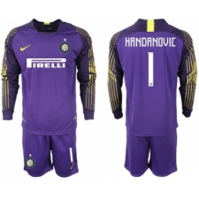 Inter Milan #1 Handanovic Purple Goalkeeper Long Sleeves Soccer Club Jersey