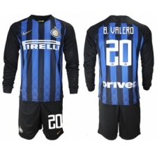 Inter Milan #20 B.Valero Home Long Sleeves Soccer Club Jersey