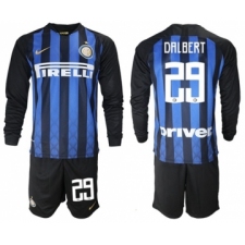 Inter Milan #29 Dalbert Home Long Sleeves Soccer Club Jersey