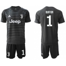 Juventus #1 Buffon Black Goalkeeper Soccer Club Jersey