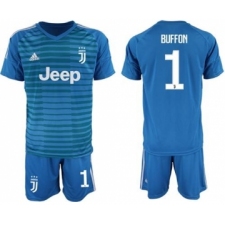 Juventus #1 Buffon Blue Goalkeeper Soccer Club Jersey