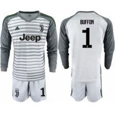Juventus #1 Buffon Grey Goalkeeper Long Sleeves Soccer Club Jersey