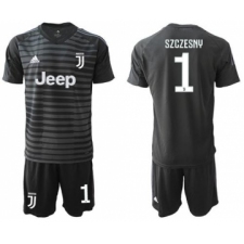 Juventus #1 Szczesny Black Goalkeeper Soccer Club Jersey