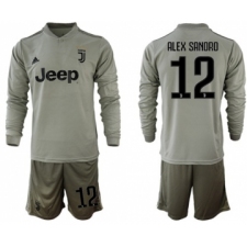 Juventus #12 Alex Sandro Away Long Sleeves Soccer Club Jersey