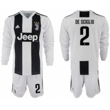 Juventus #2 De Sciglio Home Long Sleeves Soccer Club Jersey