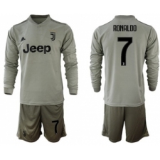 Juventus #7 Ronaldo Away Long Sleeves Soccer Club Jersey
