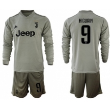 Juventus #9 Higuain Away Long Sleeves Soccer Club Jersey