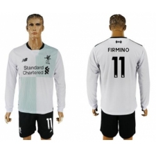 Liverpool #11 Firmino Away Long Sleeves Soccer Club Jersey