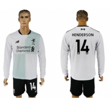 Liverpool #14 Henderson Away Long Sleeves Soccer Club Jersey