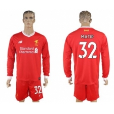 Liverpool #32 Matip Home Long Sleeves Soccer Club Jersey