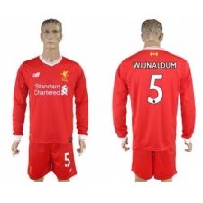 Liverpool #5 Wijnaldum Home Long Sleeves Soccer Club Jersey