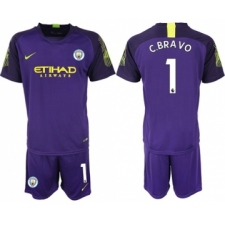 Manchester City #1 C.Bravo Purple Goalkeeper Soccer Club Jersey