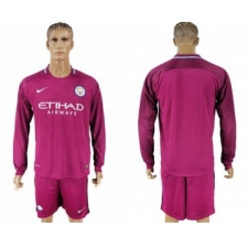 Manchester City Blank Away Long Sleeves Soccer Club Jersey
