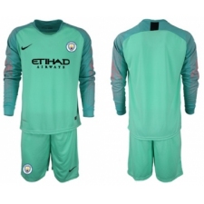 Manchester City Blank Green Goalkeeper Long Sleeves Soccer Club Jersey