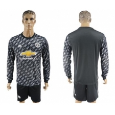Manchester United Blank Black Long Sleeves Soccer Club Jersey