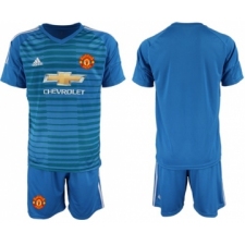 Manchester United Blank Blue Goalkeeper Soccer Club Jersey