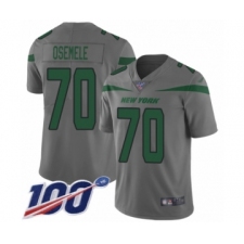 Men's New York Jets #70 Kelechi Osemele Limited Gray Inverted Legend 100th Season Football Jersey