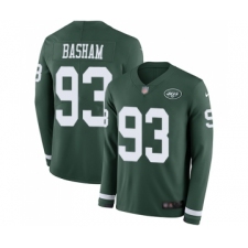 Men's New York Jets #93 Tarell Basham Limited Green Therma Long Sleeve Football Jersey