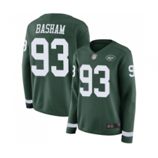 Women's New York Jets #93 Tarell Basham Limited Green Therma Long Sleeve Football Jersey