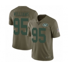 Men's New York Jets #95 Quinnen Williams Limited Olive 2017 Salute to Service Football Jersey
