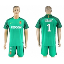 Monaco #1 Subasic Green Goalkeeper Soccer Club Jersey