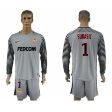 Monaco #1 Subasic Grey Goalkeeper Long Sleeves Soccer Club Jersey