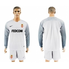 Monaco Blank White Goalkeeper Long Sleeves Soccer Club Jersey