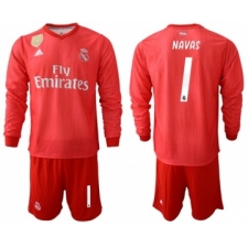Real Madrid #1 Navas Third Long Sleeves Soccer Club Jersey