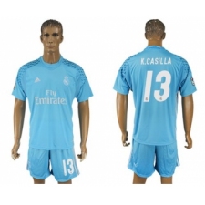 Real Madrid #13 K.Casilla Sky Blue Goalkeeper Soccer Club Jersey