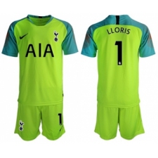Tottenham Hotspur #1 Lloris Shiny Green Goalkeeper Soccer Club Jersey
