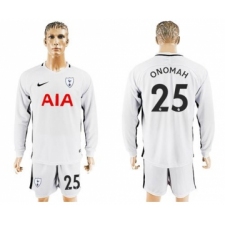 Tottenham Hotspur #25 Onomah Home Long Sleeves Soccer Club Jersey