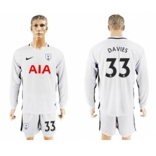 Tottenham Hotspur #33 Davies Home Long Sleeves Soccer Club Jersey